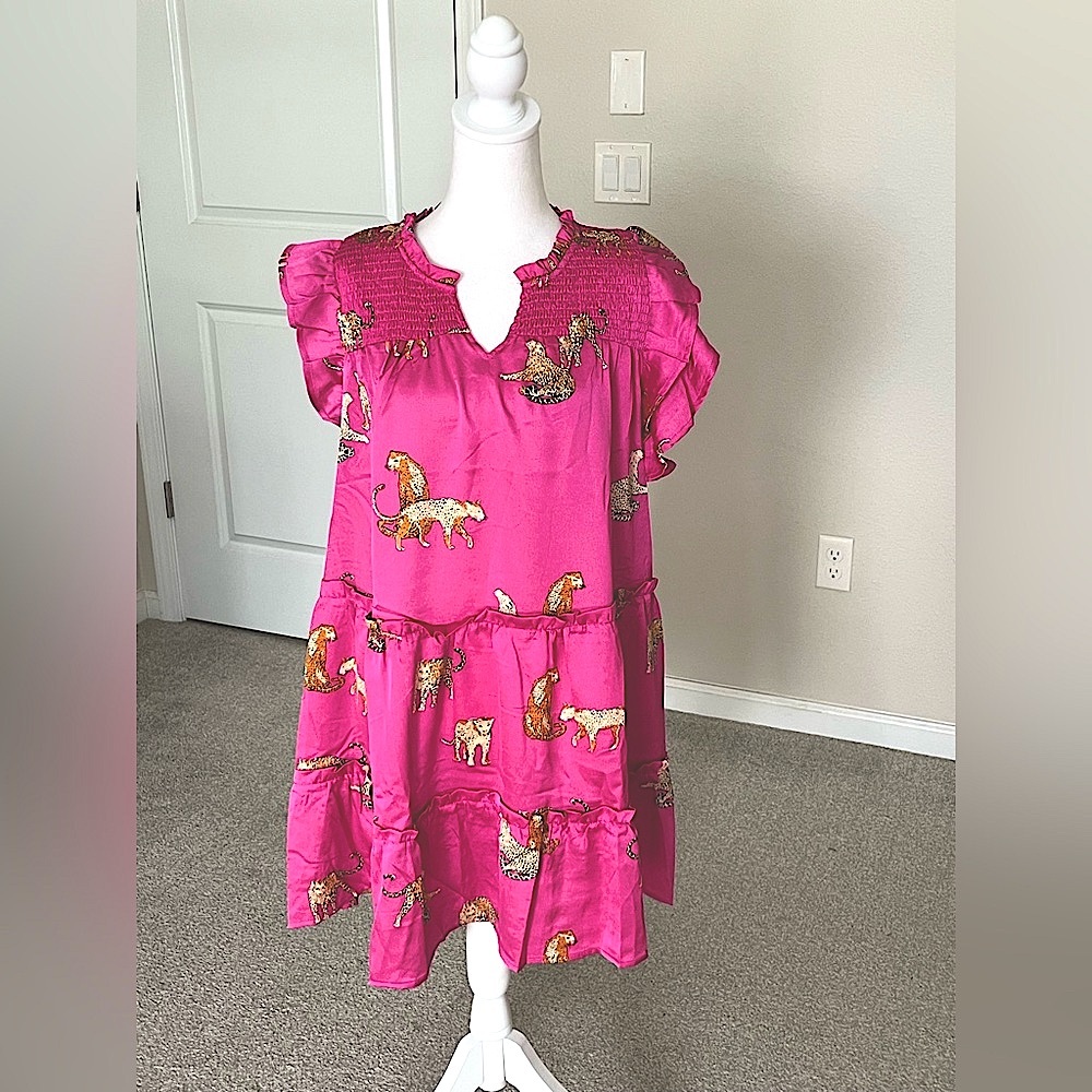 NWT Umgee Pink Leopard Mini Dress Size Large
